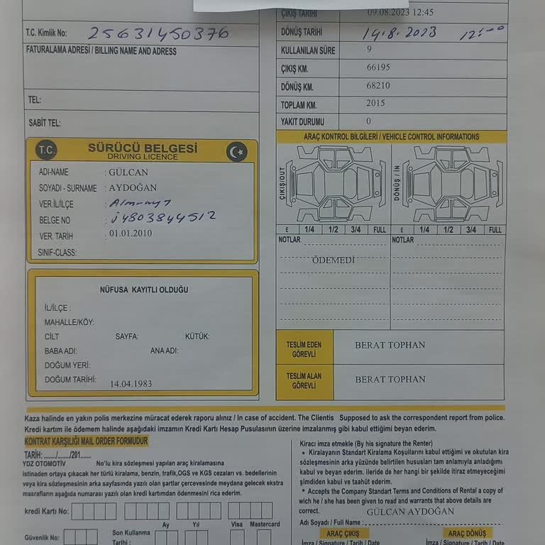 Araç Kiralama Mağduriyeti Ve Sahte Sözleşme İddiası