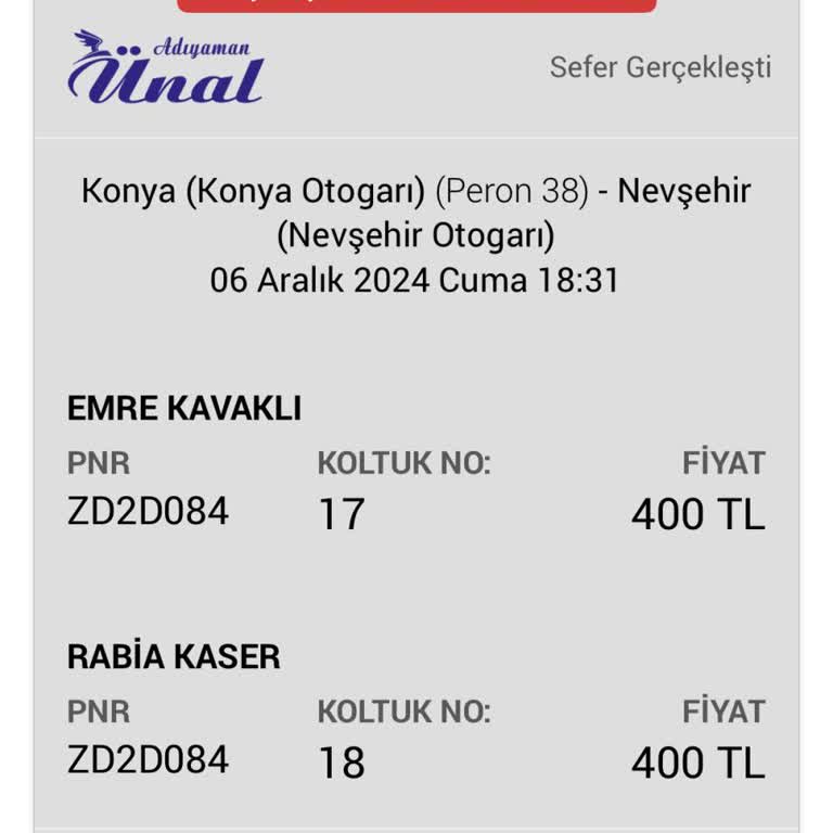 Adıyaman Ünal Firması: Beklenen Otobüs Gelmedi, Ücret İadesi Talebi