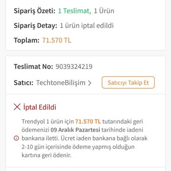 Stokta Olan Ürünüm İptal Edildi Açıklama Bekliyorum