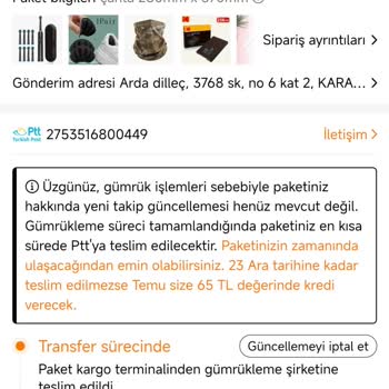 PTT Kargo'nun Teslimat Gecikmesi Ve İletişim Sorunu