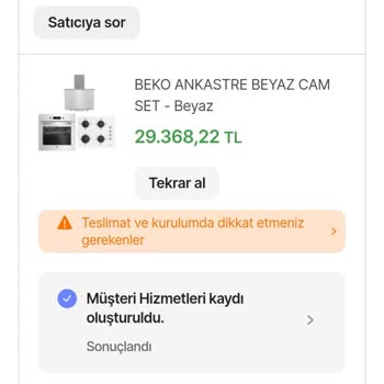 Beklenen Beko Ankastre Setin Teslim Edilememesi