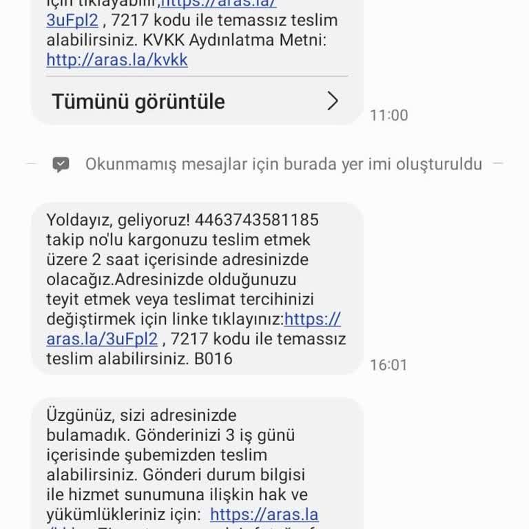 Aras Kargo'nun Yetersiz Teslimat Hizmeti