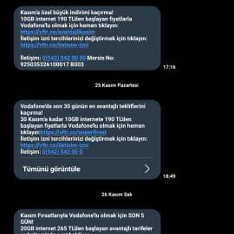 Vodafone'un İstemediğim Kampanya Mesajları
