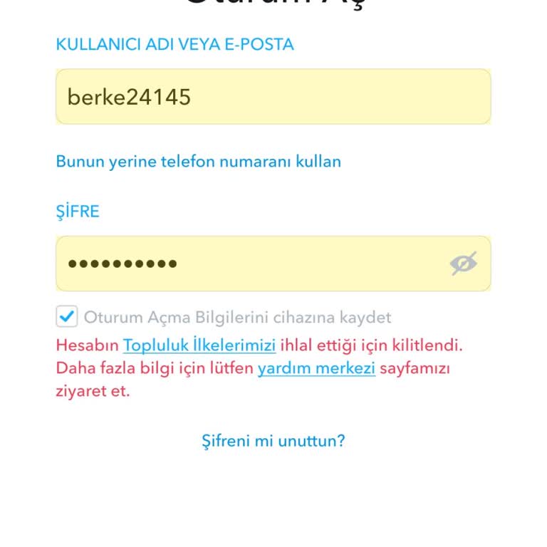 Haksız Yere Kilitlenen Snapchat Hesabımın Açılmasını İstiyorum