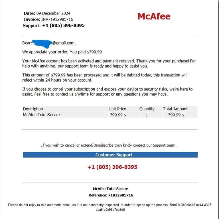 McAfee'nin Rızam Dışında Yenileme Ve Ödeme Sorunu