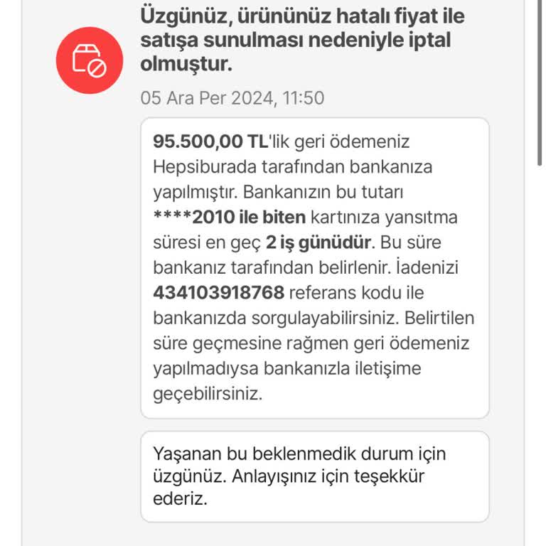 İptal Edilen Sipariş Ve Verilmeyen Promosyon Kodu Mağduriyeti