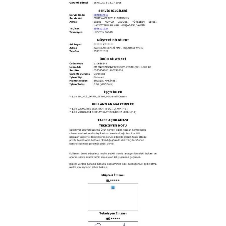 Yanıltıcı Servis Ücreti Ve Çözülmeyen Arıza