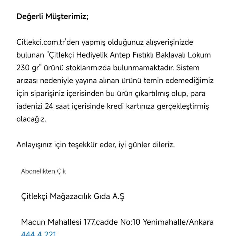 Stokta Olmayan Ürünle Karşılaşma