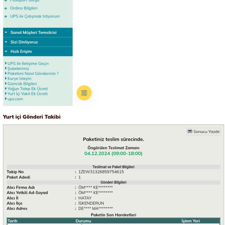 UPS Türkiye'nin Teslimat Gecikmesi Mağduriyeti