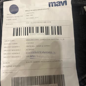 Mavi'den Aldığım Kot Pantolon 6 Ayda Yıprandı