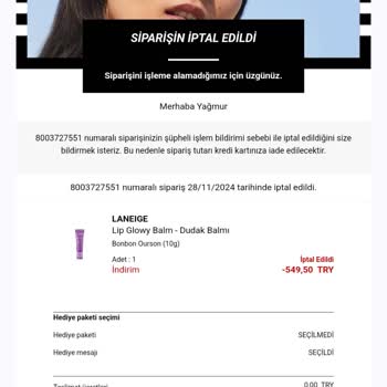 Sephora Teslimat Sorunu: İptal Edilen Sipariş