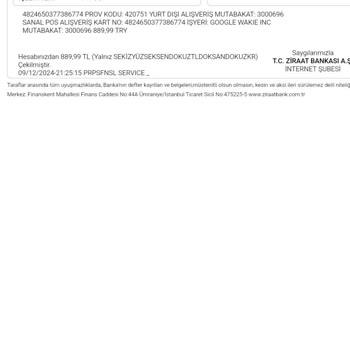 Yetkisiz Kart İşlemi Şikayeti