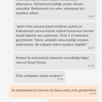 Yanlış Ürün Gönderimi Ve İade Sorunu