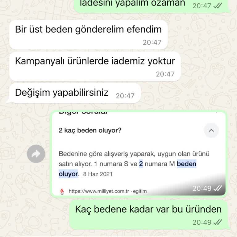 Yanlış Beden Ve İlgisiz Müşteri Hizmetleri