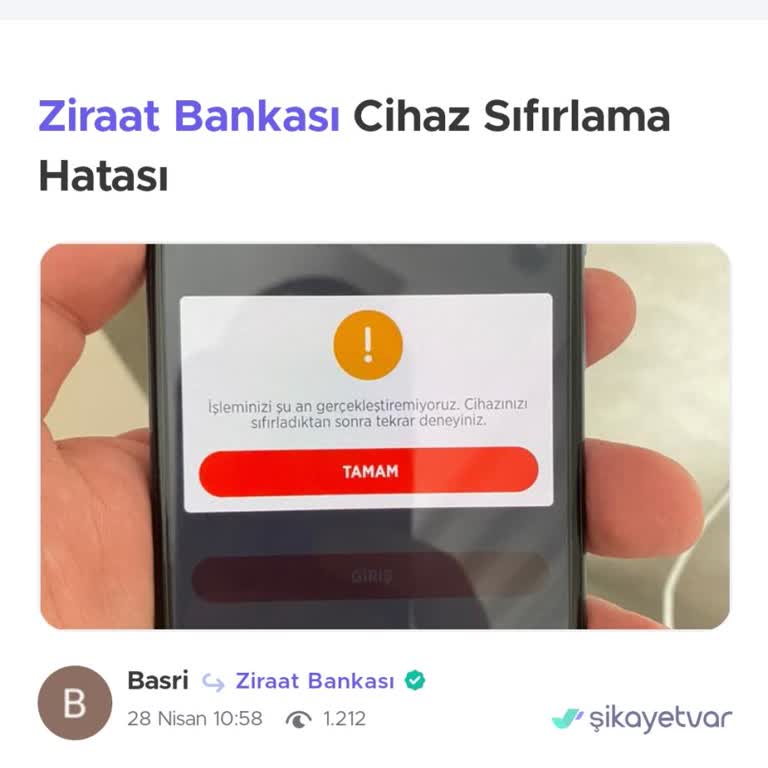Ziraat Bankası Mobil Bankacılıkta Çözüm Üretemeyen Destek