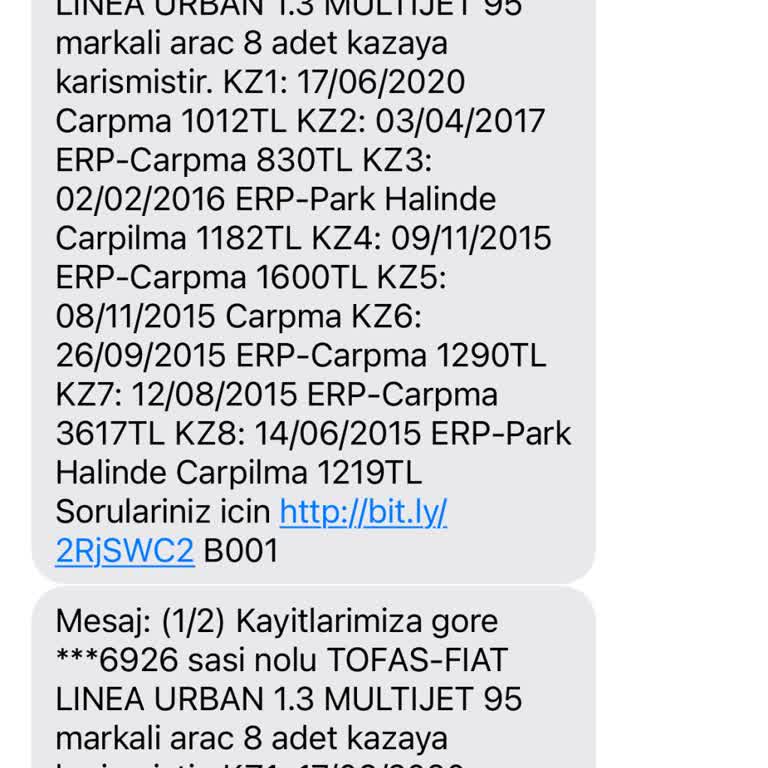 Yanlış Hasar Sorgu Mesajlarıyla Mağduriyet