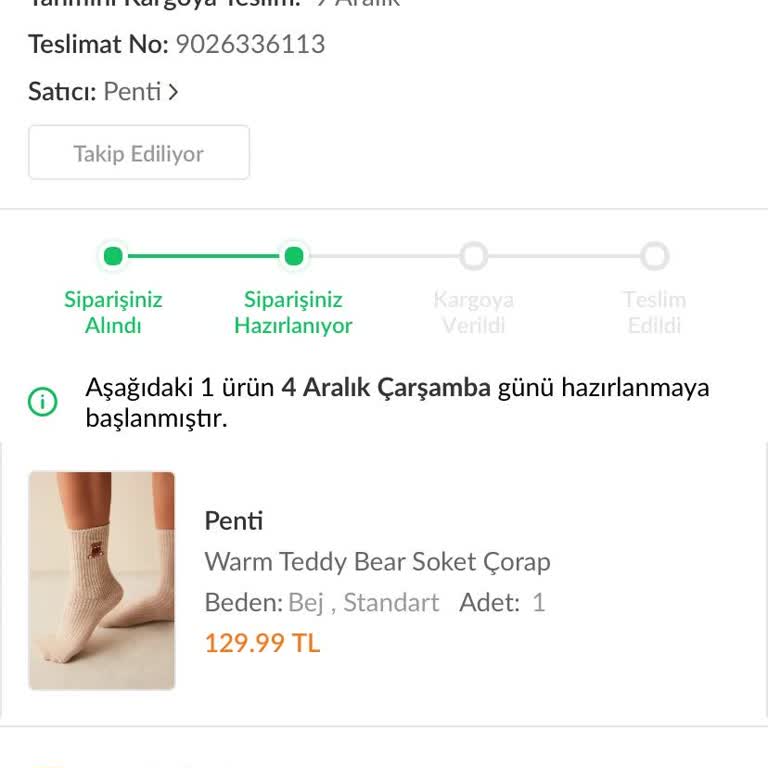 Trendyol'dan Sipariş Edilen Çorap Hâlâ Kargoya Verilmedi
