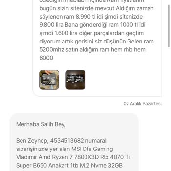 Yanlış Ürün Ve İlgisiz Müşteri Hizmetleri