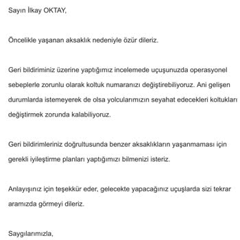 Ajet Firması İle Koltuk Rezervasyonu Sorunu