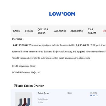 LCW Mobil Uygulama Alışverişinde Teslimat Ve İade Sorunu