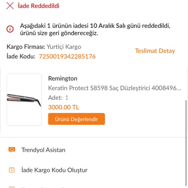 Kullanılmamış Ürünün İadesi Reddedildi!