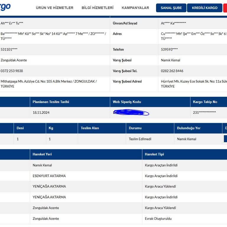 Kayıp Kargo Ve İletişim Sorunlarıyla Mağduriyet