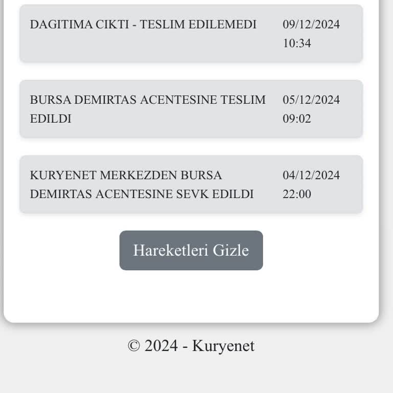 Teslim Edilemeyen Kart İçin Acil Destek Talebi