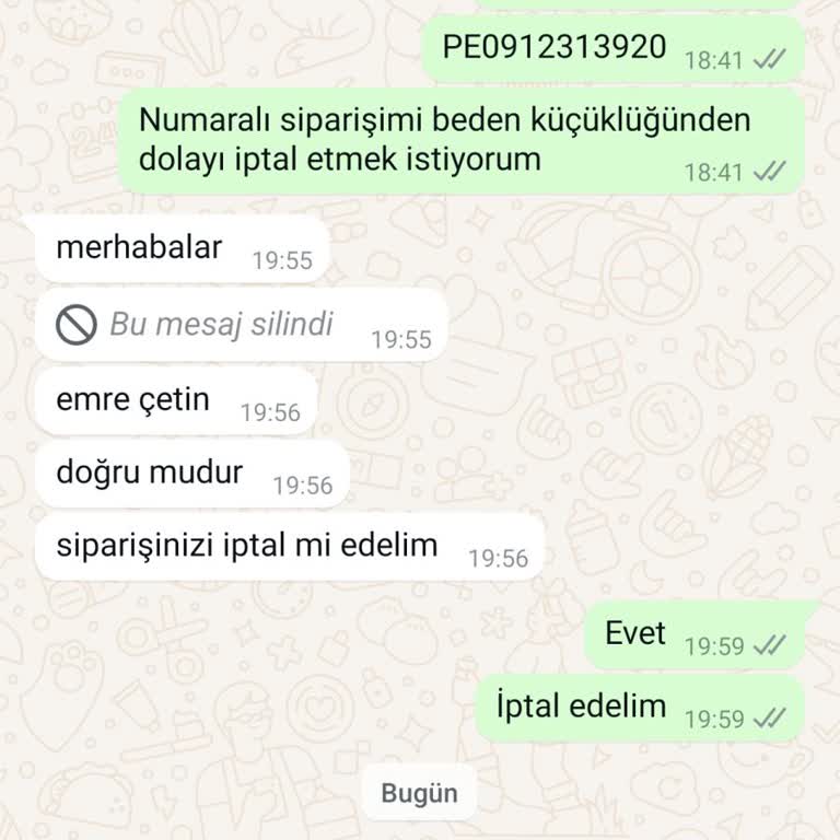 İlgisiz Hizmet Ve İptal Edilmeyen Sipariş