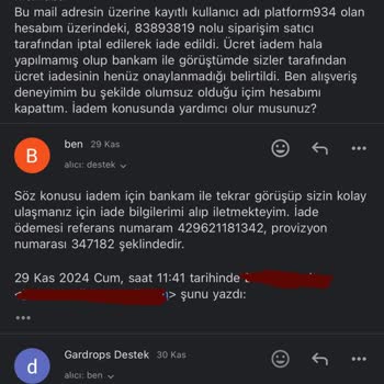 Gardrops'ta İade Sürecinde Yaşanan Sorunlar Ve Müşteri Hizmetleri Deneyimi