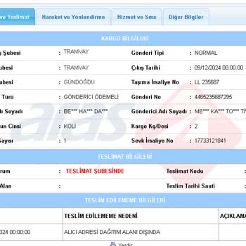 Aras Kargo'nun Dağıtım Alanı Sorunu Ve Mağduriyet