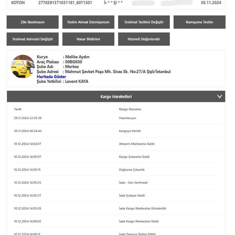Koton Ve Kargo Firmasının İletişim Eksikliği Mağduriyet Yarattı