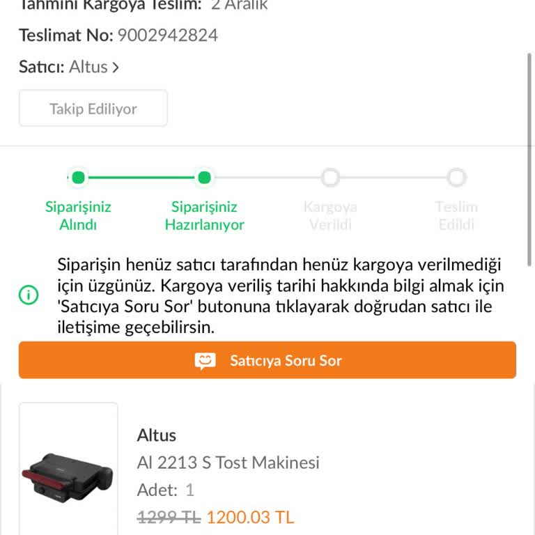 Trendyol Ve Altus Arasında Kayıp Sipariş Sorunu