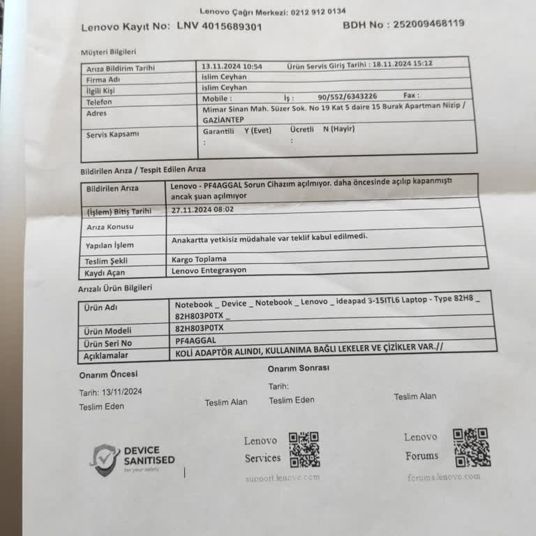 Garanti Kapsamında Olmasına Rağmen Yüksek Onarım Ücreti Talebi