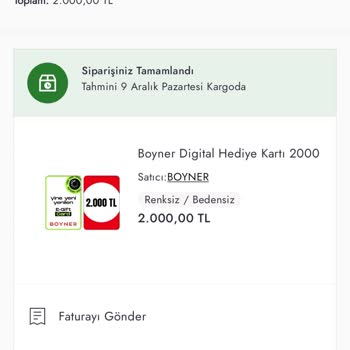 Boyner Hediye Çeki Teslimat Sorunu