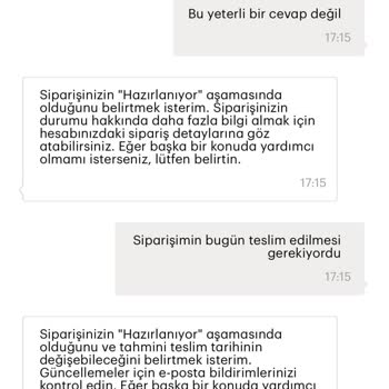 Siparişim Gecikti, Bot Yanıtlarıyla Baş Başa Kaldım