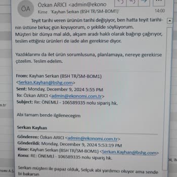 Teslim Edilemeyen Bulaşık Makinesi Sorunu
