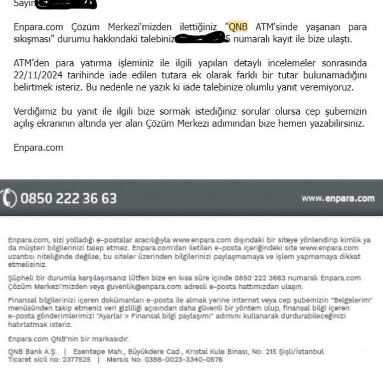 ATM Arızası Sonrası Eksik Para İadesi