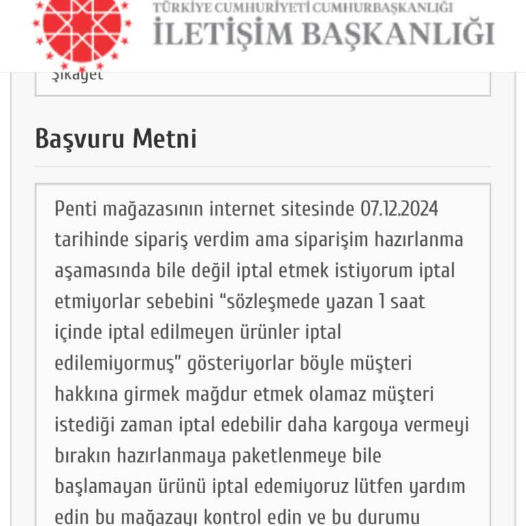 İptal Edilemeyen Sipariş Sorunu