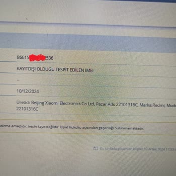 IMEI Kaydı Olmayan Cihazla Karşılaştım