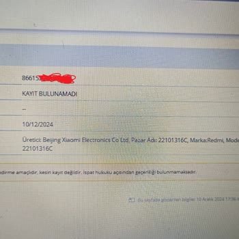 IMEI Kaydı Olmayan Cihazla Karşılaştım