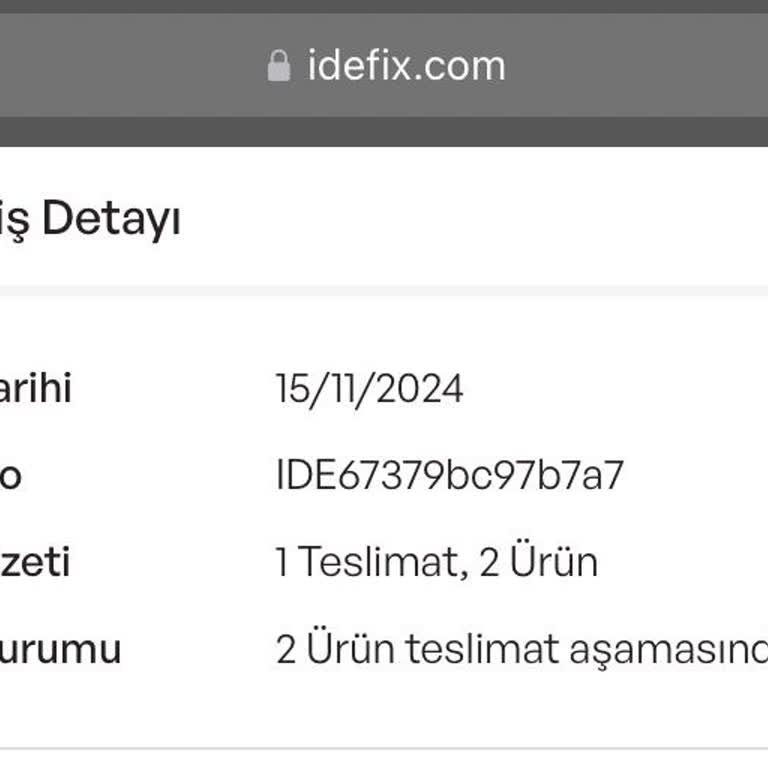 İdefix'ten Sipariş Teslimatı Ve İade Sorunu