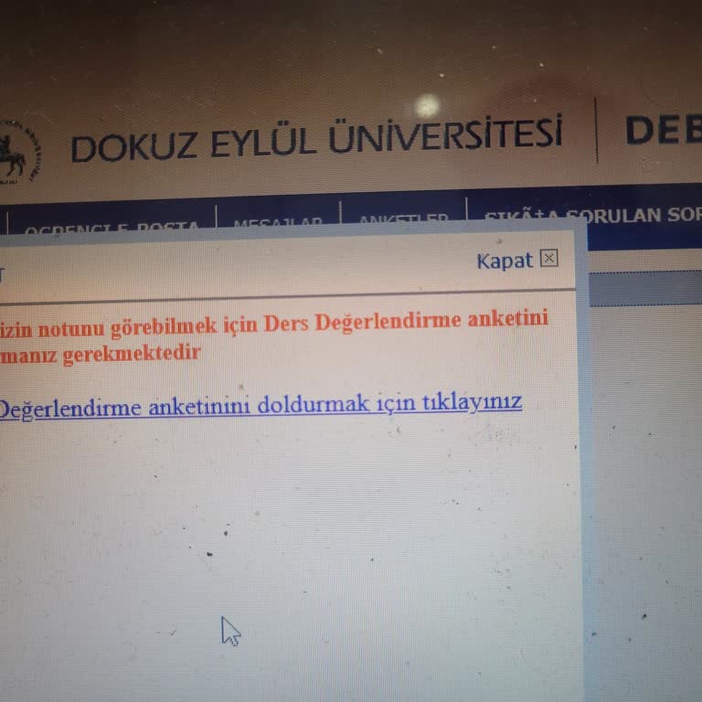 Dokuz Eylül Üniversitesi Öğrenci Notlarına Erişimde Zorunlu Anket Engeli