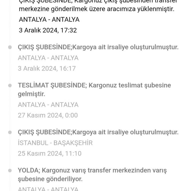 Aras Kargo Kargomun İzini Kaybettim!