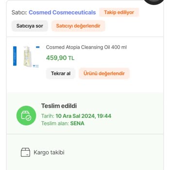 Teslim Edilen Sipariş Elime Ulaşmadı
