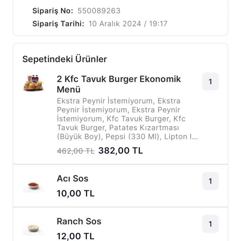 KFC Siparişim İptal Edildi, Müşteri Hizmetleri Hayal Kırıklığı