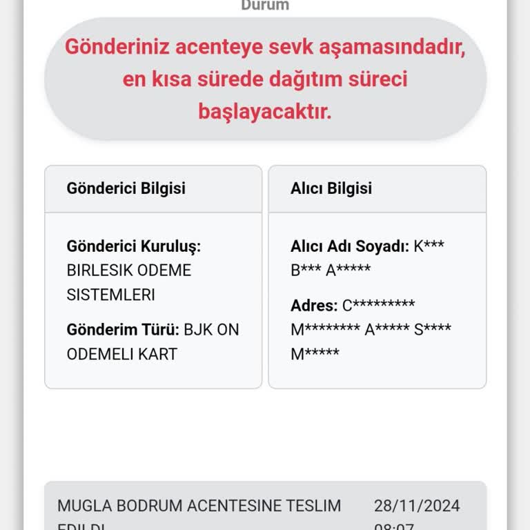 Kartımın Teslimatında Yaşanan Sorun Ve İletişim Eksikliği