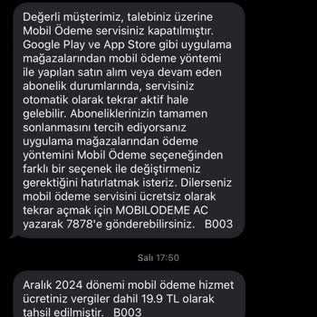 Mobil Ödeme Kapatılmasına Rağmen Yapılan Haksız Tahsilatlar