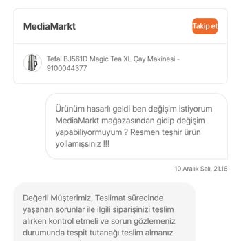 Çizikli Ve Kullanılmış Ürün Teslimatı Sorunu