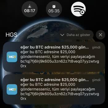 HGS Uygulamasından Gelen Tehditkar Bildirim