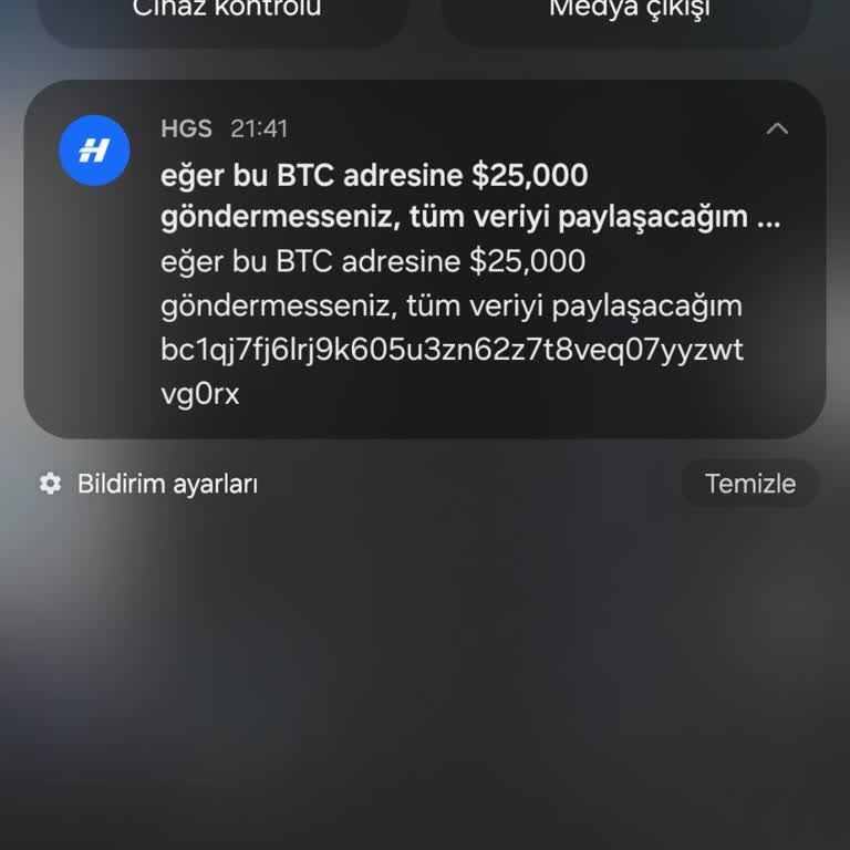 HGS Uygulaması Üzerinden Gelen Tehdit Mesajları